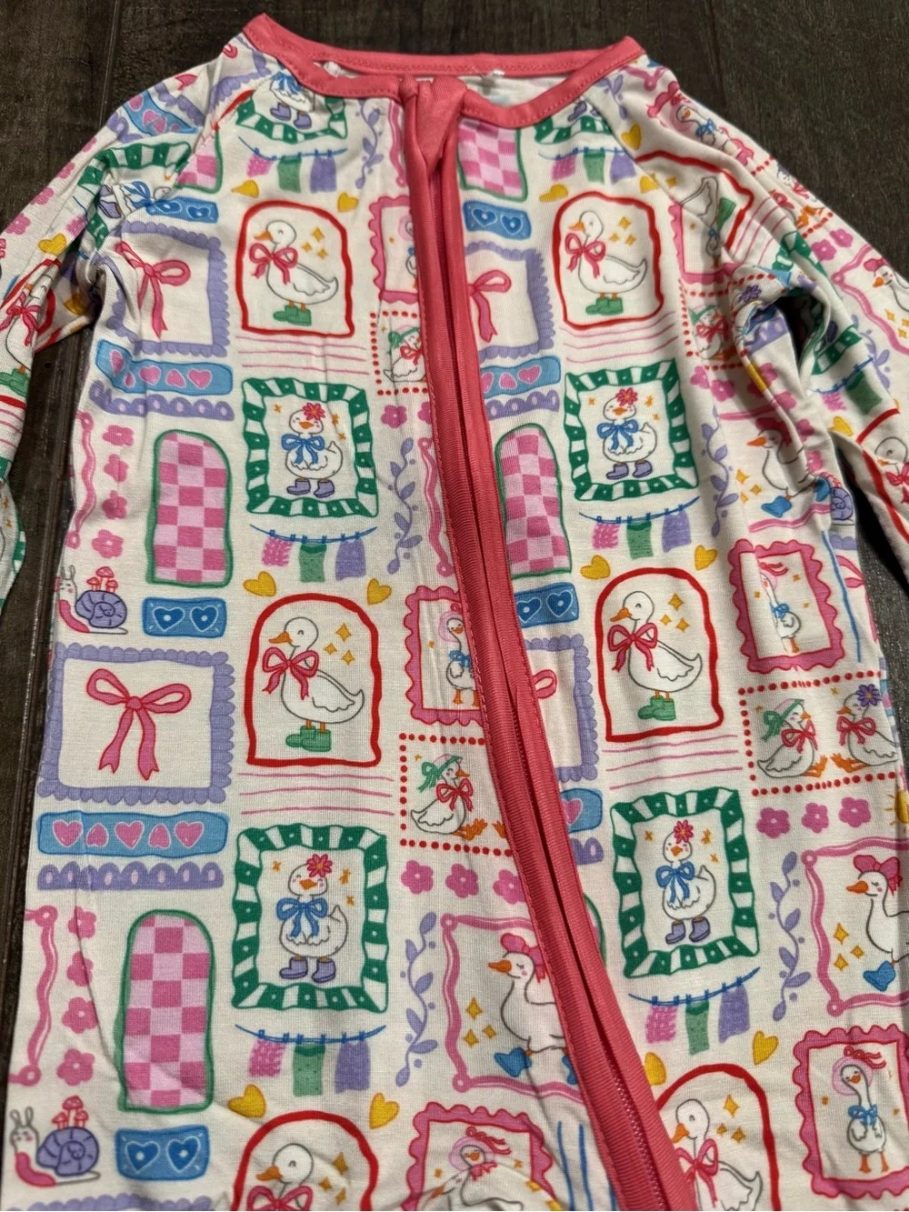 Baby Girl • Silly Goose • Bamboo Zipper Sleeper Geese Print 3-6 m